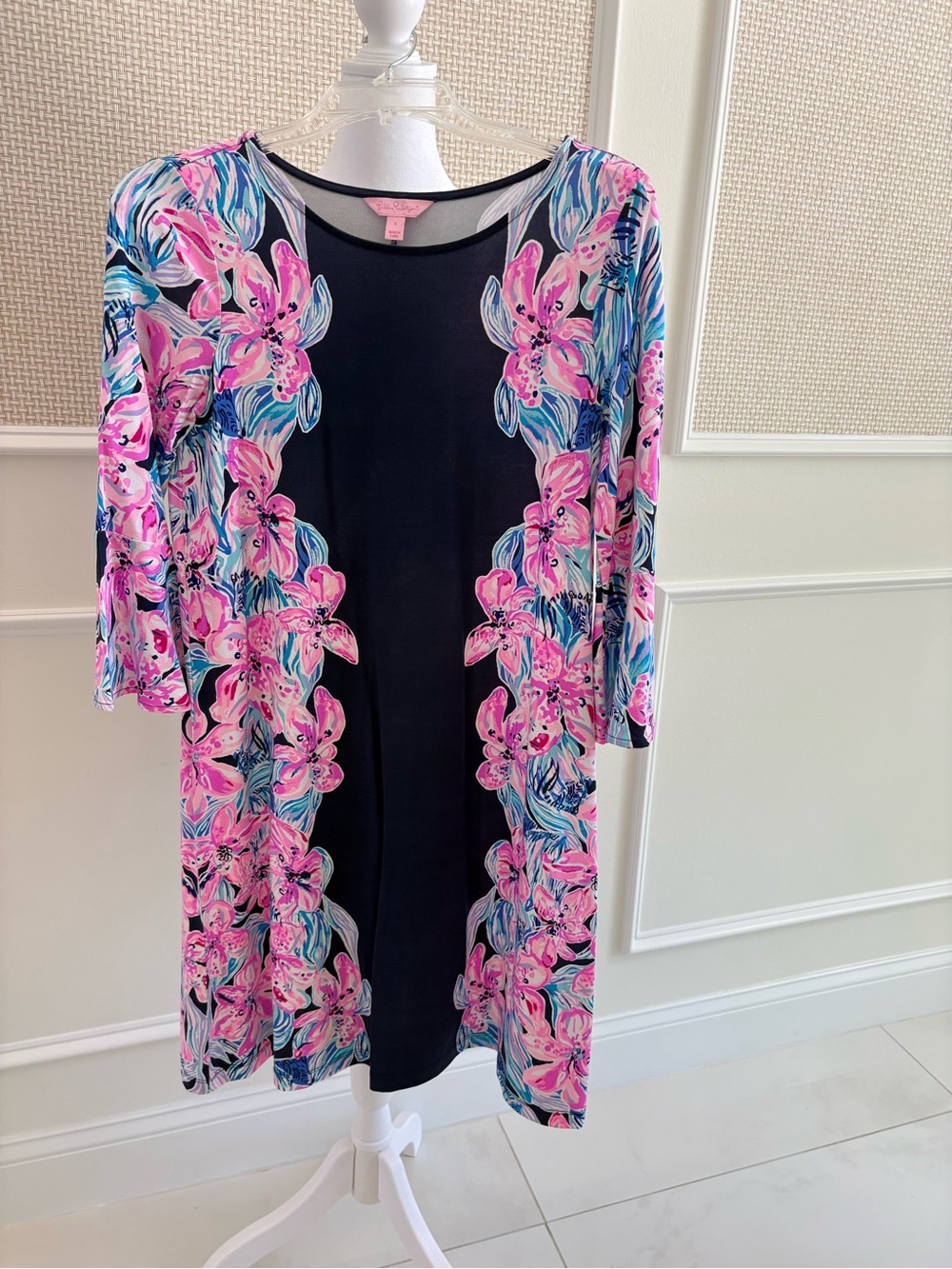 Lilly Pulitzer Ophelia Swing Dress GUC Orchid floral accents Size Small